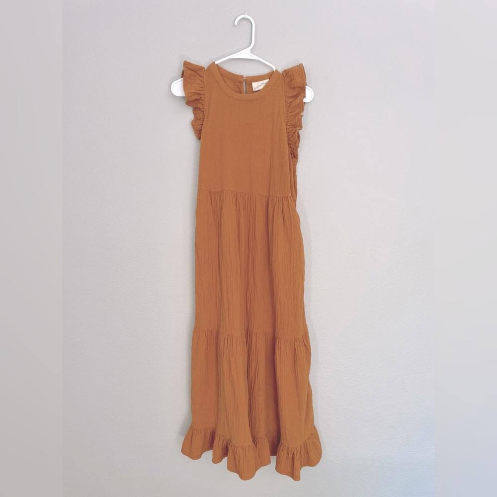 Mustard Yellow Universal Thread Peasant/Gauze Ruffle Dress